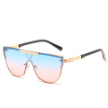 one piece rimless Flat Top Oversized rectangle sun glasses women 2020 new arrivals fashion shades designer metal sunglasses 7112